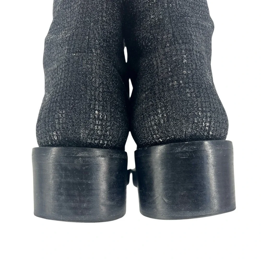 Chanel‎ 2022 CC Logo Glitter Combat Boots Black Runway Virginie Viard 38.5